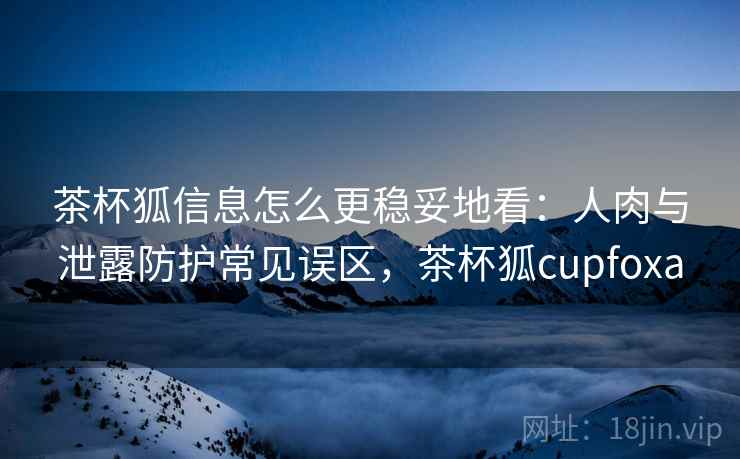 茶杯狐信息怎么更稳妥地看：人肉与泄露防护常见误区，茶杯狐cupfoxa